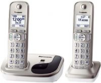 Panasonic KX-TGD212N Expandable Digital Cordless Phone with 2 Handsets, Champagne Gold, Frequency Range 1.92 GHz - 1.93 GHz, 60 Channels, DECT6.0 System, Large 1.6" Amber Backlit Handset Display, Illuminated Handset Keypad, Call Block, Intelligent Eco Mode, Handset Speakerphone, Expandable to 6 Handsets, UPC 885170180383 (KXTGD212N KX TGD212N KXT-GD212N KXTGD-212N) 