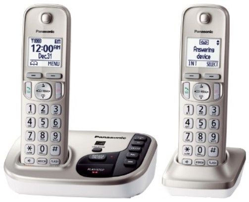 Panasonic KX-TGD222N Expandable Digital Phone with Answering Machine and 2 Cordless Handsets, Champagne Gold, Frequency Range 1.92 GHz - 1.93 GHz, 60 Channels, DECT6.0 System, Hear who's calling with advanced Talking Caller ID, Quickly see who's calling with 1.6