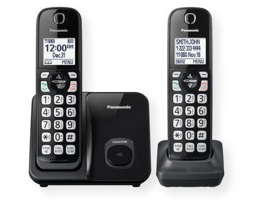 Panasonic Consumer Phones KX-TGD512B Expandable Cordless Phone with Call Block with 2 Handsets; Black; Permanently block up to 150 robocallers, telemarketers and other unwanted caller numbers; Easily dial and manage phone functions with enlarged, amber backlit keypads and large 1.6-in. white backlit handset LCDs; UPC 885170301689 (KXTGD512B KX TGD 512B KX-TGD-512B KXTGD512B-PANASONIC KX-TGD512B-PHONES HANDSET-KX-TGD512B)