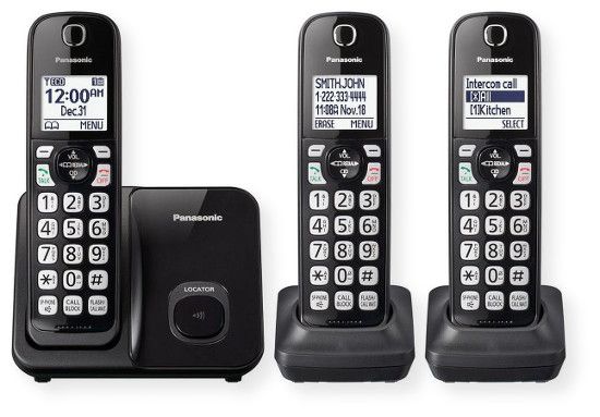 Panasonic Consumer Phones KX-TGD513B Expandable Cordless Phone with Call Block includes 3 Handsets; Black; Permanently block up to 150 robocallers, telemarketers and other unwanted caller numbers; UPC 885170270473 (KXTGD513B KX TGD513B KX-TGD-513B KXTGD513B-PANASONIC KX-TGD513B-PHONES 2-HANDSET-KX-TGD513B) 