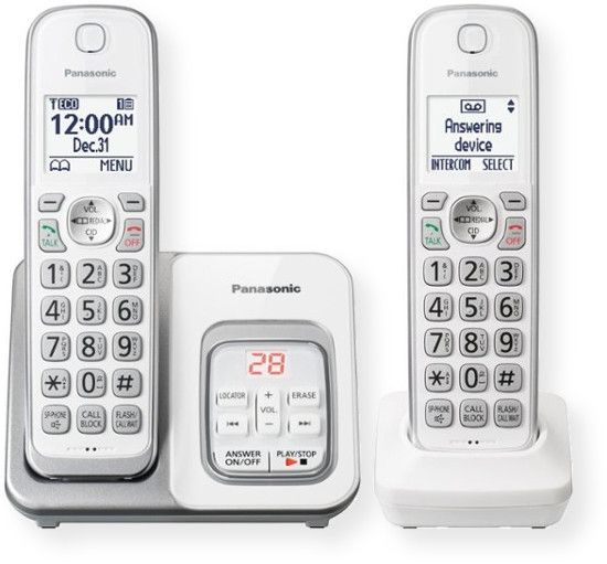 Panasonic Consumer Phones KX-TGD532W Expandable Cordless Phone with Call Block and Answering Machine with 2 Handsets; Silver; Two Handset cordless telephone with answering machine; UPC 885170301740 (KXTGD532W KX TGD532W KX-TGD-532WTGE-274S KXTGD532W-PANASONIC KX-TGD532W-PHONES 2-HANDSET-KX-TGD532W)