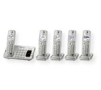 Panasonic Consumer Phones KX-TGE275S Link2Cell Bluetooth Cordless Phone with Large Keypad includes 5 Handsets; Silver; Sync smartphone to home phone, no landline required; Link up to two smartphones to make and receive cell calls with Link2Cell handsets; UPC 885170181465 (KXTGE275S KX TGE275S KX-TGE275S KXTGE275S-PANASONIC KX-TGE275S-PHONES 2-HANDSET-KX-TGE275S) 