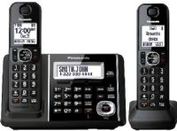 Panasonic KX-TGF342B Cordless Phone and Answering Machine with 2 Handsets, Black, DECT 6.0 PLUS Technology, Large 1.8" White Backlit Handset Display, Frequency Range 1.92 GHz - 1.93 GHz, 60 Channels, Block up to 250 numbers with one-touch Call Block on base unit and handsets, Check messages, return calls and more with a Smart Function Key button, UPC 885170172333 (KXTGF342B KX TGF342B KXT-GF342B KXTGF-342B) 