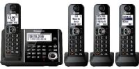 Panasonic KX-TGF344B Cordless Phone and Answering Machine with 4 Handsets, Black, DECT 6.0 PLUS Technology, Large 1.8" White Backlit Handset Display, Frequency Range 1.92 GHz - 1.93 GHz, 60 Channels, Block up to 250 numbers with one-touch Call Block on base unit and handsets, Check messages, return calls and more with a Smart Function Key button, UPC 885170172388 (KXTGF344B KX TGF344B KXT-GF344B KXTGF-344B) 