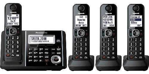 Panasonic KX-TGF344B Cordless Phone and Answering Machine with 4 Handsets, Black, DECT 6.0 PLUS Technology, Large 1.8