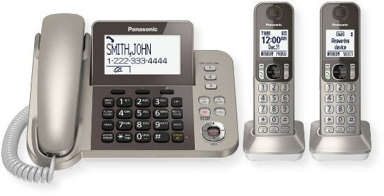 Panasonic Consumer Phones KX-TGF352N Corded/Cordless Phone and Answering Machine with 2 Cordless Handsets; Silver; Easy-to-use base unit features three one-touch dial buttons and battery backup; UPC 885170234215 (KXTGF352N KX TGF 352N KX-TGF-352N KXTGF352N-PANASONIC KX-TGF352N-PHONES 2-HANDSET-KX-TGF352N)