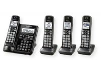 Panasonic Consumer Phones KX-TGF544B Cordless Phone with Answering Machine includes 4 Handsets; Black; Four Handset cordless telephone with answering machine and dual keypad; Hear who's calling from across the room with talking Caller ID announcements in English and Spanish from the base unit and cordless handsets; UPC 885170302785 (KXTGF544B KX TGF544B KX-TGF544B KXTGF544B-PANASONIC KX-TGF544B-PHONES 2-HANDSET-KX-TGF544B) 