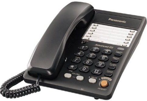 Panasonic KX-TS105B Corded Speakerphone - Black, Feature corded telephone, Headset jack, Ringer indicator, Electronic volume controls for speakerphone - 8 step and handset - 4 steps (KX-TS105B  KXTS105B)
