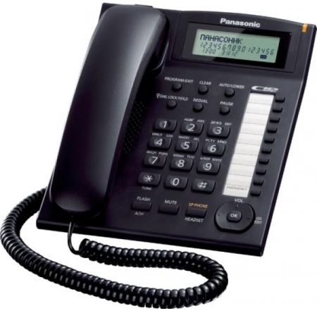 Panasonic KX-TS880-B Corded Telephone with Caller Id & Speakerphone, Black, 50-Station phonebook, 20-one-touch/10-speed dialer, Caller ID compatible, Call waiting caller ID, 2-step tilt angle, 20 Redial memory, Headset jack, Voicemail service compatible, Ringer indicator, Battery Operated (KXTS880B KXTS880-B KX-TS880B KXTS880)