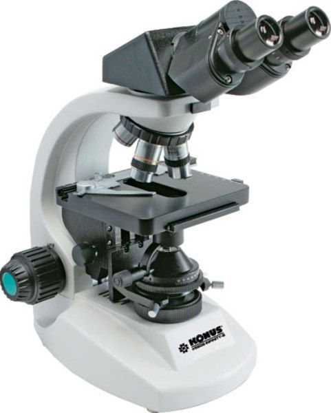 Konus 5606 model Biorex 2 Microscope with Infinity-Adjusted Plan Objectives, Binocular Microscope Type, 10x - DIN standard Eyepiece, 4x, 10x, 40x, & 100x - infinity-adjusted plan Objectives, Dual-axis geared rack & pinion Focuser, 20W halogen lamp with brightness control Light Source, Achromatic condenser with iris diaphragm Light Control (5606 KONUS5606 KONUS-5606 KONUS 5606 Biorex2 Biorex-2 Biorex2) 