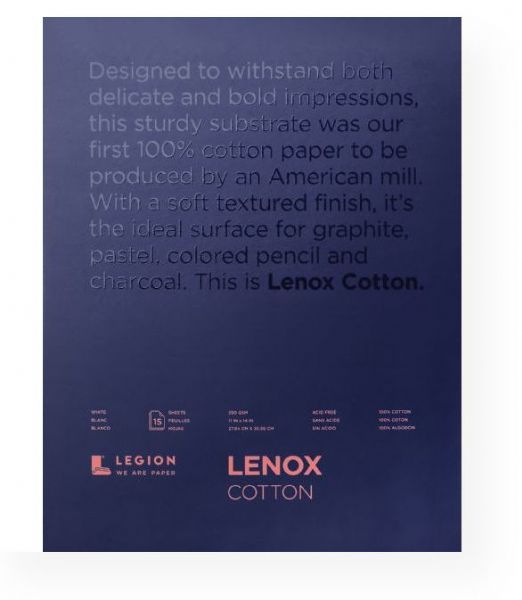 Legion L21-LEN250WH1114 Lenox 10 Cotton Printing & Drawing Paper Pad 11