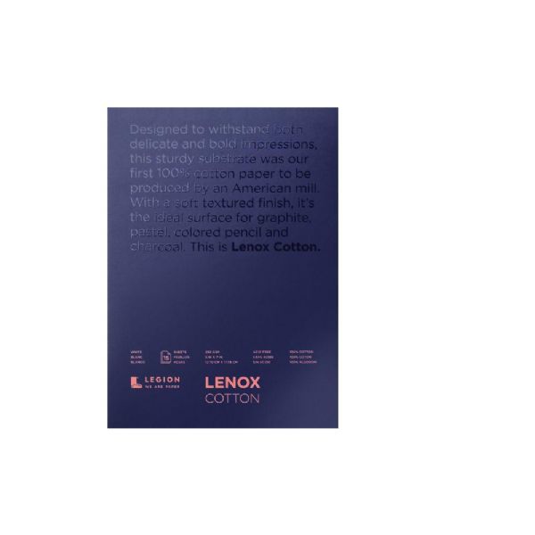 Legion L21-LEN250WH57 Lenox 100 Cotton Printing & Drawing Paper Pad 5