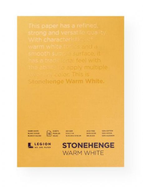 Stonehenge L21-STP250WW57 Warm White Pads; Stonehenge is an affordable paper that offers archival qualities at a machine-made price; Made in the USA from buffered, acid-free 100% cotton, this versatile paper has a smooth, flawless vellum surface with a slight tooth and a fine, even grain; Shipping Weight 1.00 lb; Shipping Dimensions 7.00 x 5.00 x 1.00 in; UPC 645248440678 (STONEHENGEL21STP250WW57 STONEHENGE-L21STP250WW57 STONEHENGE-L21-STP250WW57 STONEHENGE/L21STP250WW57 L21STP250WW57 ARTWORK)
