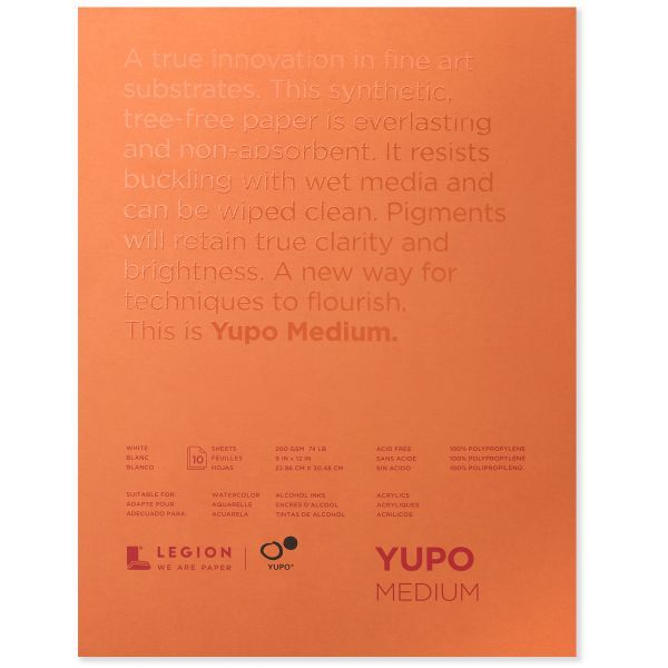 YUPO L21-YUP197WH912 74 lb White Synthetic Mixed Media Paper Pad 9