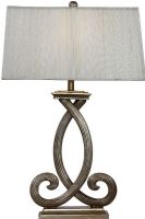 Bassett Mirror L2481TEC Nala Table Lamp, Vertically textured shade to compliment reeded base, Overlapping reeded swirls, Single detent switch for high efficiency compact fluorescent bulbs, Metal Material, Transitional Decor, Silver Finish, Luxury Class, 34" Height, 34" H x 22" W, Shade size: 22" D x 13" W x 11" H, UPC 036155290508 (L-2481-TEC  L2481TEC L 2481 TEC L2481T L-2481-T L 2481 T) 