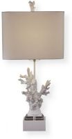 Bassett Mirror L2667TEC High Gloss Table Lamp, High gloss white coral motif, Off white drum shade with matching coral finial, One light, Metal Material, Island Decor, White Finish, Restoration Class, 28" Height, 1" L x 1" W x 10" H Shade size, Single detent switch for high efficiency compact fluorescent bulbs, UPC 036155291376 (L2667TEC L-2667-TEC L 2667 TEC L2667T L-2667-T L 2667 T) 