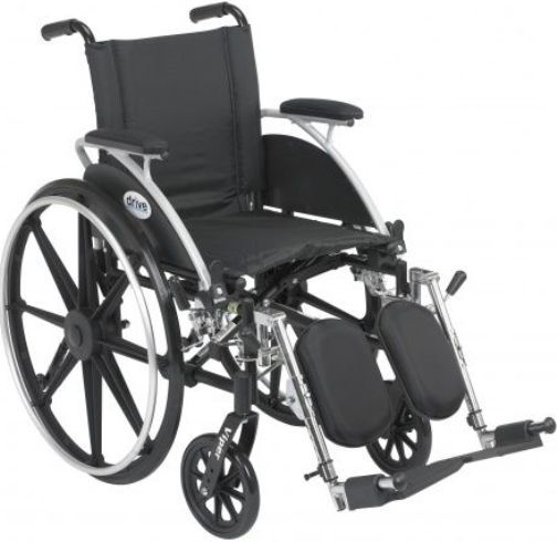Drive Medical L412DDA-ELR Viper Wheelchair with Flip Back Removable Arms, Desk Arms, Elevating Leg Rests, 12