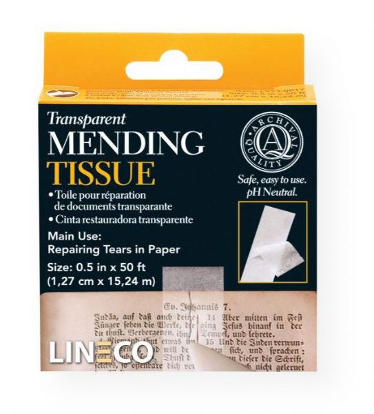 Lineco L5330017 Transparent Mending Tape; For professional framing, hobby, or office use; Materials for mounting, repairing, cleaning, and preserving; Ideal for prints, photos, postcards, or any paper item; All products are acid-free with a neutral pH; Shipping Weight 0.13 lb; Shipping Dimensions 3.00 x 3.00 x 0.75 in; UPC 088354123095 (LINECOL5330017 LINECO-L5330017 L5330017 OFFICE TAPE)