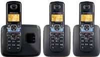 Motorola L703BT DECT 6.0 Cordless Phone with Bluetooth Linking and 3 Handsets, Two line operation PSTN (Landline) & Mobile Phone (via Bluetooth Link), Caller ID w/ 30 Name & Number Storage, Digital answering machine on the handset and has a three-line backlit display, 10 Selectable Ringtones, Handset Speakerphones, UPC 816479010613 (L703-BT L703B L703) 