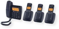 Motorola L704C Corded/Cordless Answering System with 3 Cordless Handsets, DECT 6.0 Technology, Large 4-Line Handset LCD, Large 3-Line Base LCD, Backlit LCD display, Customizable color bands, 15 Minutes of Recording Time, 30 Name & Number Phonebook, Handset & Base Speakerphone, Caller ID/Call Waiting, Wi-Fi Friendly, Expandable up to 5 cordless handsets, 10 Selectable ringtones, UPC 816479010095 (L-704C L704-C) 