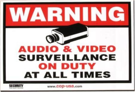 COP-USA LA07 Security Warning Sticker, NOTICE: Audio & Video Surveillance on Duty At All Times (LA-07 LA 07 COP USA COPUSA)