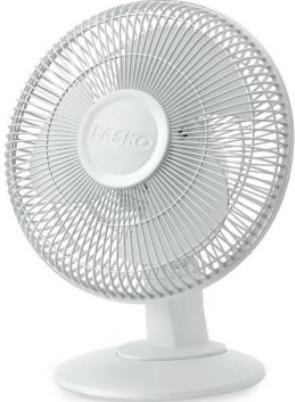 Lasko 2012 Table Fan, White, Three quiet speeds, Wide-area oscillation, Tilt-back feature, Easy-grip rotary control, Rear carry handle, Simple no tool assembly, Includes a patented, fused safety plug, E.T.L. listed, Dimensions 14″L x 12″W x 16 1/2″H, UPC 046013401335 (LASKO-2012 LASKO2012)