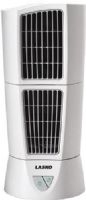 Lasko 4917 Platinum Desktop Wind Tower Fan, Space-saving desktop size – slim 6” diameter, Pivoting top module for precision air delivery, Combine pivot with oscillation for even greater coverage, Front-mounted electronic controls, Three refreshing speeds, Fully assembled, Includes a patented, fused safety plug, E.T.L. listed, 6&#8243;L x 6&#8243;W x 14&#8243;H, UPC 046013445933 (LASKO4917 LASKO-4917) 