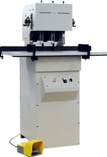 Lassco HL-3 Spinnit Hydraulic Three Spindle Paper Drill, Adjustable 2 or 2 1/2 drilling capacity, Table size 17 x 38, Base footprint 18 x 22, Table height 36, Maximum Throath Depth 4 1/4