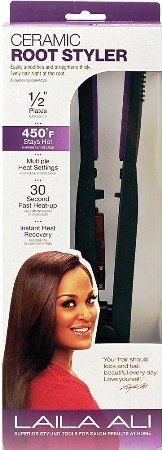 Laila Ali LAST2601 Ceramic Root Styler, Black and Purple; Easily Smooths and Straightens thick, lively hair right at the root; Slim 1/2