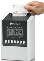Lathem 700E Simple Calculating Electronic Time Clock; Fully automatic time clock for up to 100 employees; DualMode feature provides Calculating or Non-Calculating operation; Display and print 1-12 AM/PM or 24 Hour format; Print time in regular minutes (00-59) or hundredths of an hour (.00-.98); Minutes can be displayed in 60-minutes/hour format or as hundredths of an hour; UPC 092447002563 (LATHEM700E LATHEM 700E) 