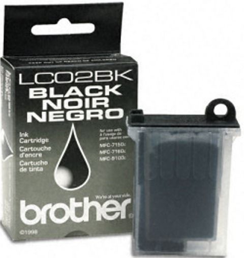 Brother LC02BK Black Ink Cartridge, Inkjet Print Technology, Black Print Color, 400 Pages Duty Cycle, 7% Print Coverage, Genuine Brand New Original Brother OEM Brand, For use with Brother MFC7150MC MFC7160MC MFC9100C, UPC 012502563723 (LC02BK LC-02C LC 02C LC-02-C LC 02 C)