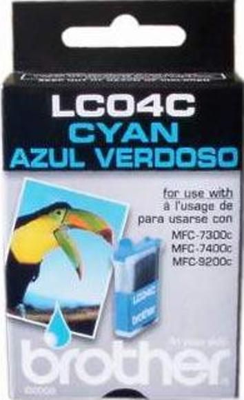 Brother LC04C Cyan Ink Cartridge, Inkjet Print Technology, Cyan Print Color, 400 Pages Duty Cycle, For use with Brother MFC-7300c, MFC-7400c and MFC-9200c, Genuine Brand New Original Brother OEM Brand (LC04C LC-04C LC 04C)