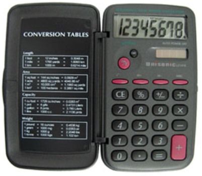 Unisonic LC1416 Dual Powered 8-Digit Large Display Calculator, Provides simple and convenient calculations for personal and professional use, Floating decimal point system, Auto power shut off function, 10-functions, plus full feature memory, Recall memory and percentage keys, Compact and slim full foldable hard case (included), Conversion Table chart (LC-1416 LC 1416)