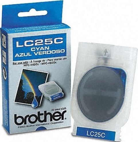 Brother LC25C Print cartridge, Inkjet Print Technology, Cyan Print Color, 400 Page Duty Cycle, For use with Brother MFC-4420C and Brother MFC-4820C, Genuine Brand New Original Brother OEM Brand (LC25C LC-25C LC 25C LC 25 C LC-25-C)