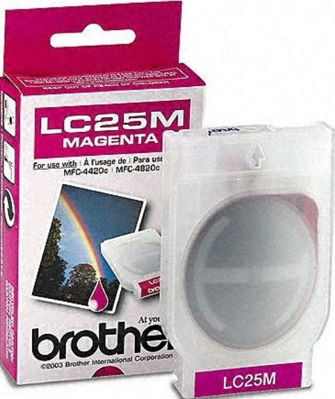 Brother LC25M Print cartridge, Inkjet Print Technology, Magenta Print Color, 400 Page Duty Cycle, For use with Brother MFC-4420C and Brother MFC-4820C, Genuine Brand New Original Brother OEM Brand (LC25M LC-25M LC 25M LC 25 M LC-25-M)