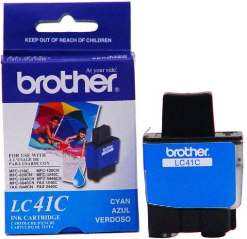 Brother LC41C Cyan Ink Cartridge, Inkjet Print Technology, Cyan Print Color, 400 Pages Duty Cycle, 5% Print Coverage, For use with Brother MFC-420CN, Genuine Brand New Original Brother OEM Brand (LC41C LC-41C LC 41C)