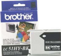 Brother LC51HYBK Black High Capacity Ink Cartridge, Inkjet Print Technology, Black Print Color, 900 Pages Duty Cycle, Genuine Brand New Original Brother OEM Brand, For use with MFC-440CN, MFC-5460CN, MFC-5860CN and MFC-665CW (LC51HYBK LC-51HYBK LC 51HYBK LC51HY BK LC51HY-BK) 
