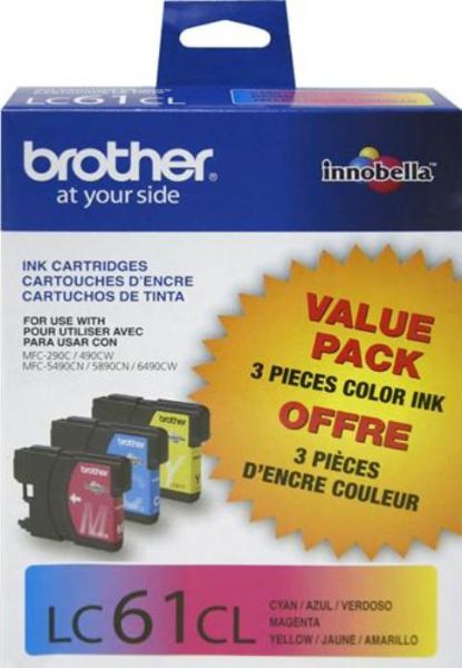 Brother LC-613PKS Print cartridge, Inkjet Print Technology, Cyan, Yellow and Magenta Print Color, 325 Page Duty Cycle, Genuine Brand New Original Brother OEM Brand, For use with MFC6490cw, MFC290c, MFC490cw, MFC790cw, MFC5490cn, MFC5890cn, DCP165c, DCP385c and DCP585cw Brother Printers (LC613PKS LC 613PKS LC-613PKS LC 613 PKS LC-613P-KS)
