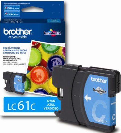 Brother LC61C Print cartridge, Print cartridge Consumable Type, Ink-jet Printing Technology, Cyan Color, Up to 325 pages Duty Cycle, Genuine Brand New Original Brother OEM Brand, For use with MFC 6490cw, MFC290c, MFC490cw, MFC790cw, MFC5490cn, MFC5890cn, DCP165c, DCP385c and DCP585cw Brother Printers (LC 61C LC-61C LC 61 C LC-61-C LC61C)