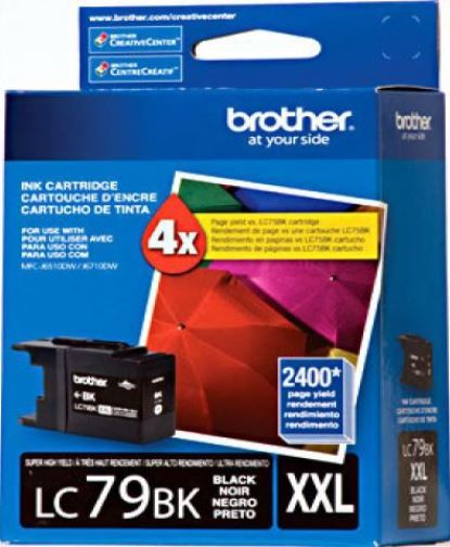 Brother LC79BK Innobella Super High Yield (XXL Series) Black Ink Cartridge for use with MFC-J5910DW, MFC-J6510DW, MFC-J6710DW and MFC-J6910dw Printers, Approx. 2400 pages in accordance with ISO/IEC 24711, New Genuine Original OEM Brother Brand, UPC 012502627425 (LC-79BK LC 79BK LC79-BK LC79 BK)