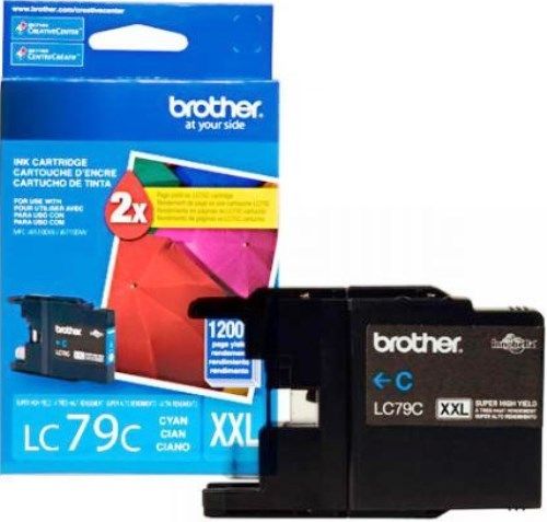 Brother LC79C Innobella Super High Yield (XXL Series) Cyan Ink Cartridge for use with MFC-J5910DW, MFC-J6510DW, MFC-J6710DW and MFC-J6910dw Printers, Approx. 1200 pages in accordance with ISO/IEC 24711, New Genuine Original OEM Brother Brand, UPC 012502627395 (LC-79C LC 79C LC79-C LC79)