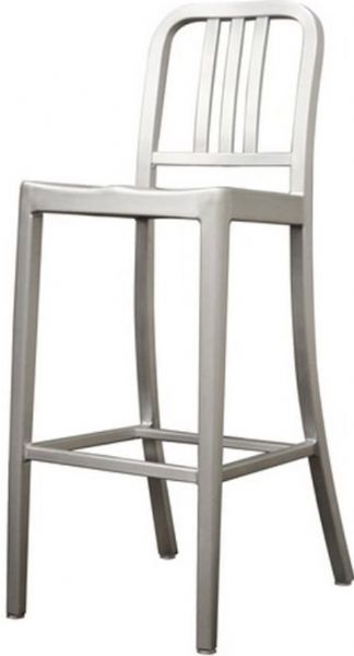 Wholesale Interiors LC-901B Ryde Modern Cafe Bar Stool in Brushed Aluminum, Simple design lends itself well to any type of setting, Plastic non-marking feet provide stability and help protect sensitive flooring, Contemporary addition perfect for your deck, patio or restaurant, 15.5