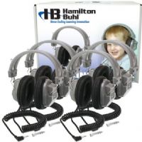 HamiltonBuhl LCB/4/HA7 Listening Center Lab Pack with Four HA7 Deluxe Headphones and Laminated Cardboard Carry Case, Replaceable Leatherette Cushions, Automatic Stereo/Mono Smart, 1/8" Stereo/Mono Jacketed Plug, 1/4" Stereo/Mono Screw-On Adapter, 9 feet Cord, Speaker drivers 57mm Ferrite Beads, UPC 681181510870 (HAMILTONBUHLLCB4HA7 LCB4HA7 LCB-4-HA7 LCB 4 HA7) 