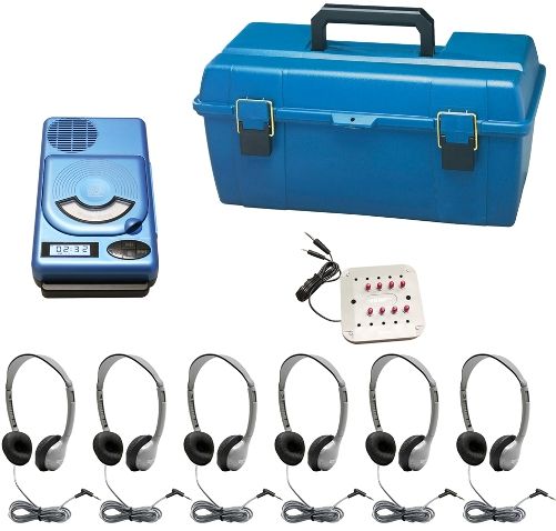 HamiltonBuhl LCP/HACX205/MS2L Six Person CD/MP3 Listening Center with Leatherette Cushion Personal Headphones, Includes: (1) HACX-205 CD/MP3 Player, (6) MS2L Personal Headphones with Leatherette Ear Cushions, (1) Stereo jackbox with individual volume controls and (1) Compact locking carry case; Backlit LCD Track display; UPC 681181510542 (HAMILTONBUHLLCPHACX205MS2L LCPHACX205MS2L LCP-HACX205-MS2L LCP HACX205 MS2L)