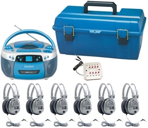 HamiltonBuhl LCP/MPC5050PLUS/6SV Val-U-Pak USB, MP3 and CD Listening Center, Includes (1) MPC-5050PLUS CD/USB/MP3 Boom Box, (6) SC-7V Deluxe Headsets with Leatherette Ear Cushions, Eight Position Jack Box with volume control and LCP Compact plastic carry case, Output Power 4W RMS, UPC 681181510672 (HAMILTONBUHLLCPMPC5050PLUS6SV LCPMPC5050PLUS6SV LCP-MPC5050PLUS-6SV LCP MPC5050PLUS 6SV)