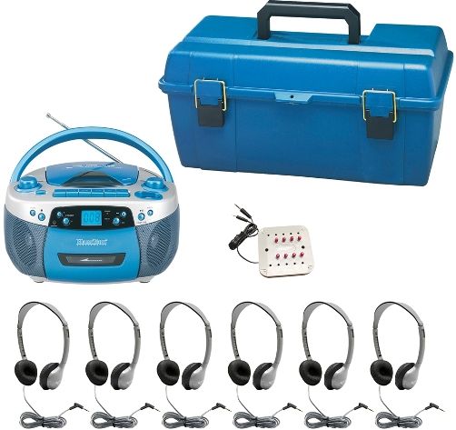 Hamilton Buhl LCP/MPC5050PLUS/MS2L Val-U-Pak USB, MP3 and CD Listening Center, Includes (1) MPC-5050PLUS CD/USB/MP3 Boom Box, (6) SC-7V Deluxe Headsets with Leatherette Ear Cushions, Eight Position Jack Box with volume control and LCP Compact plastic carry case, Output Power 4W RMS, UPC 681181510665 (HAMILTONBUHLLCPMPC5050PLUSMS2L LCPMPC5050PLUSMS2L LCP-MPC5050PLUS-MS2L LCP MPC5050PLUS MS2L)