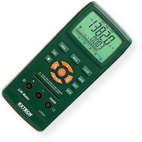 Extech LCR200 Passive Component LCR Meter, Measures Inductance, Capacitance and Resistance with Secondary Parameter (Q, D, R, P, ESR); Measures Inductance, Capacitance, and Resistance with secondary parameter Q (Quality), D (Dissipation), R (Resistance), P (Phase), ESR (Equivalent Series Resistance); Simultaneous 20,000/2,000 count backlit display of the primary parameter (L, C or R) with the secondary parameter; UPC: 793950360200 (EXTECHLCR200 EXTECH LCR200 METER CAPACITANCE RESISTANCE)