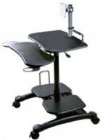 Aidata LDC003P Monitor ARM Cart II Sit/Stand Mobile Computer Desk, Compact units store your entire computer in minimal space, Easy height adjustments for sitting or standing use, Height adjustable monitor aluminum post with tilt and swivel VESA mounting accommodates up to 27” monitor, Gas spring lift pole adjusts from 80.5cm/31.7” up to 105cm/41.3” (LDC-003P LDC 003P LDC003) 