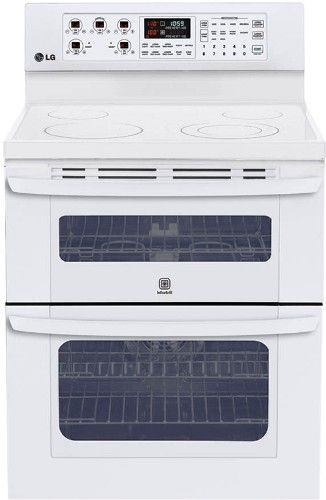 LG LDE3017SW Freestanding Electric Double Oven Range, Smooth White, 6.7 cu. ft. Total Oven Capacity (2.3 cu. ft./4.4 cu. ft.), Tallest Upper Oven (6