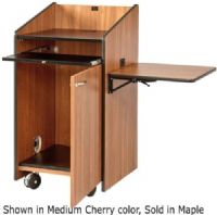 AVF Audio Visual Furniture International LE3040-MPL Deluxe Lectern, Maple, Made with furniture grade laminates, Large flat work surface 23" w x 24" d, Large 23" w x 24" d x 27" h storage cabinet, Front and Rear locking doors, Slide out keyboard Shelf, Adjustable interior shelf with cable pass-through. Cable ports in the top and bottom of the unit (LE3040MPL LE3040 MPL LE-3040MPL LE 3040-MPL VFI) 